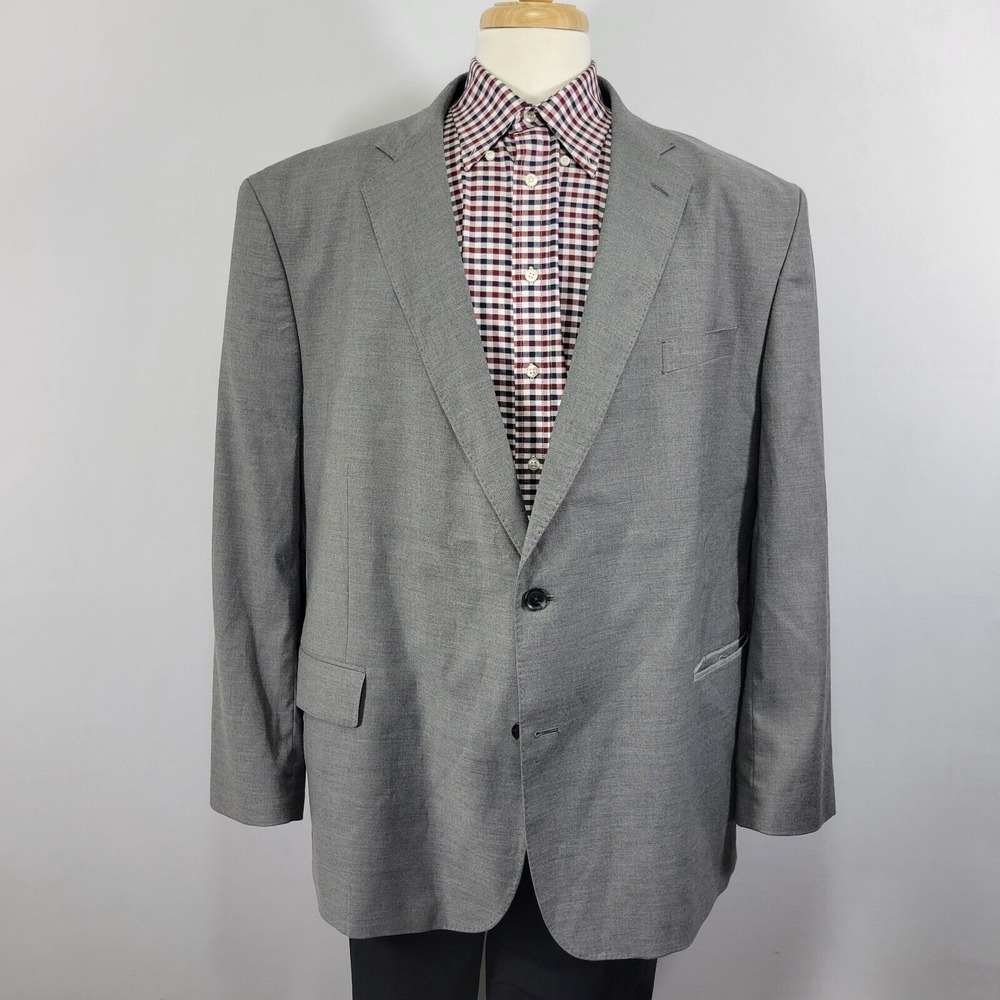 J.Ferrar Men's Sport Coat‎ Blazer Two Button Gray Polyester Blend 52R